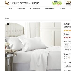 1200 Thread count Egyptian cotton sheet set with 4 Queen size pillow cases total